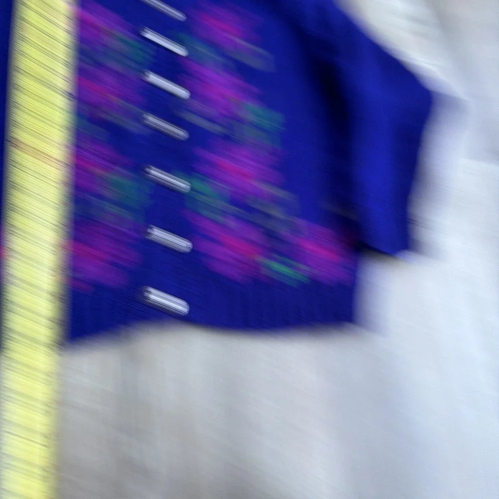 Vintage Ms Russ Purple Flower Silver Button Acrylic Wool‎ Cardigan Sweater Sz L